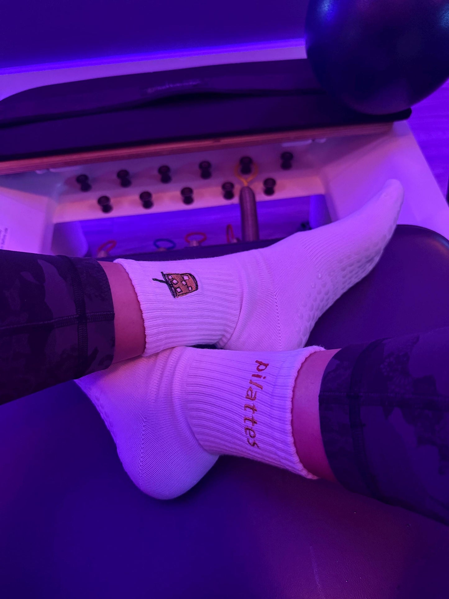 Pilattes Embroidered Socks – Custom Crew, Calf, or Non-Slip | Pilates & Coffee Inspired Athleisure