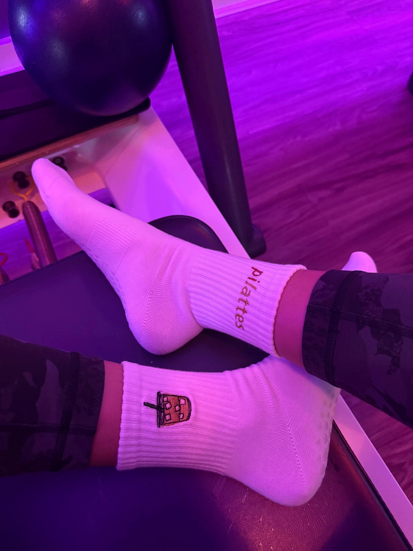 Pilattes Embroidered Socks – Custom Crew, Calf, or Non-Slip | Pilates & Coffee Inspired Athleisure