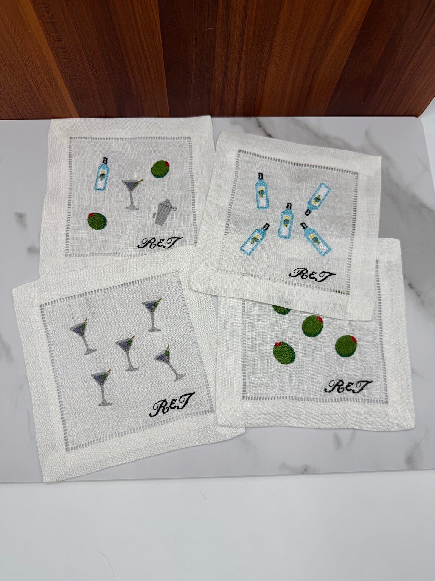 The Happy Hour | Martini Linen Coasters, Pack of 4