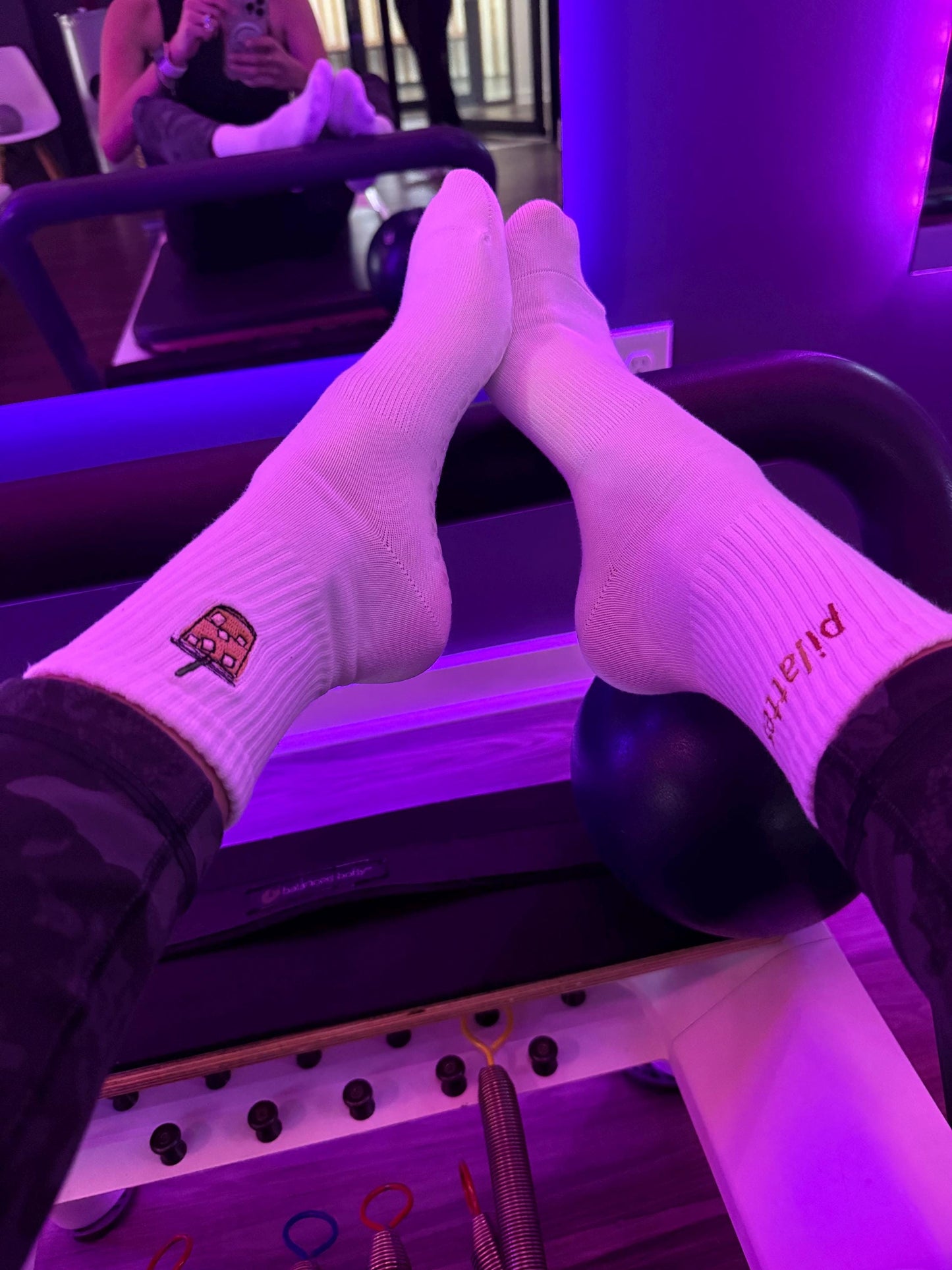 Pilattes Embroidered Socks – Custom Crew, Calf, or Non-Slip | Pilates & Coffee Inspired Athleisure