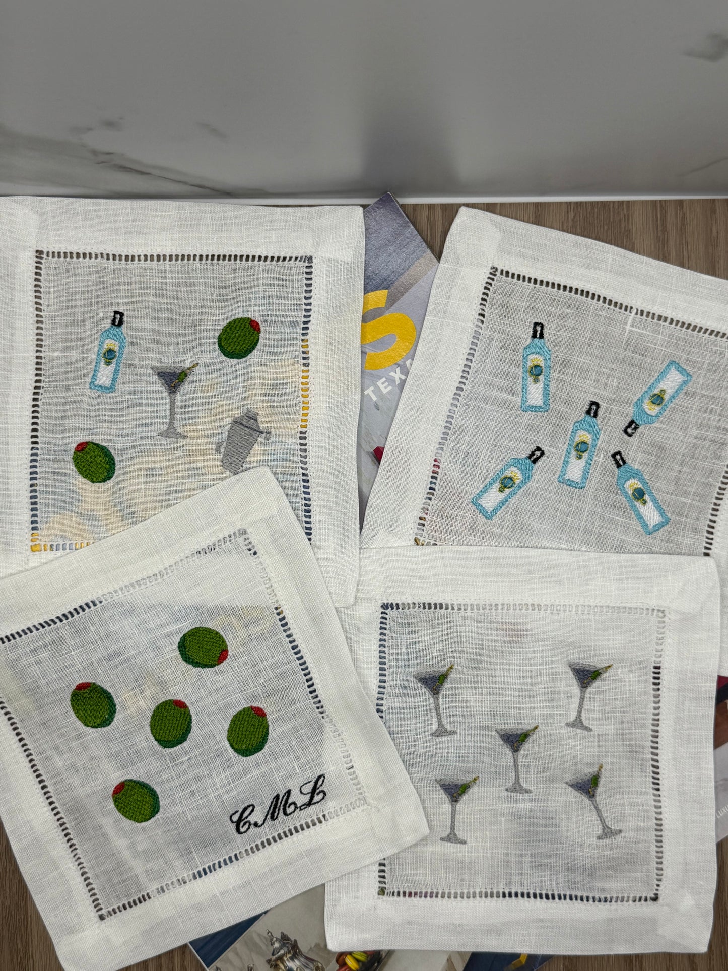 The Happy Hour | Martini Linen Coasters, Pack of 4