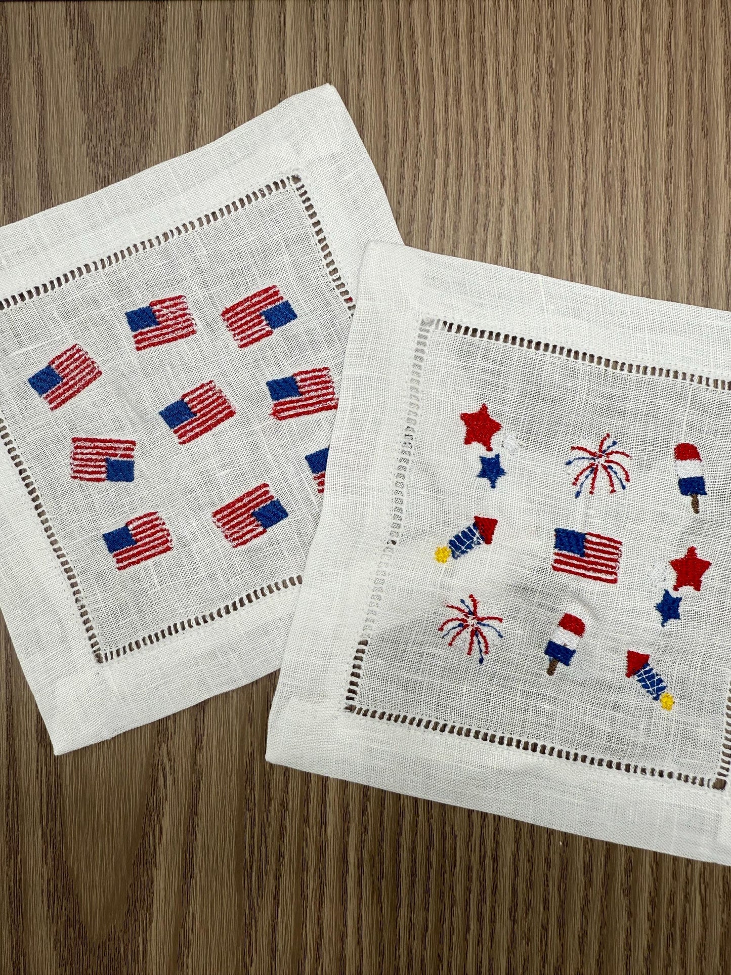 Party in The USA | Embroidered Linen Coasters