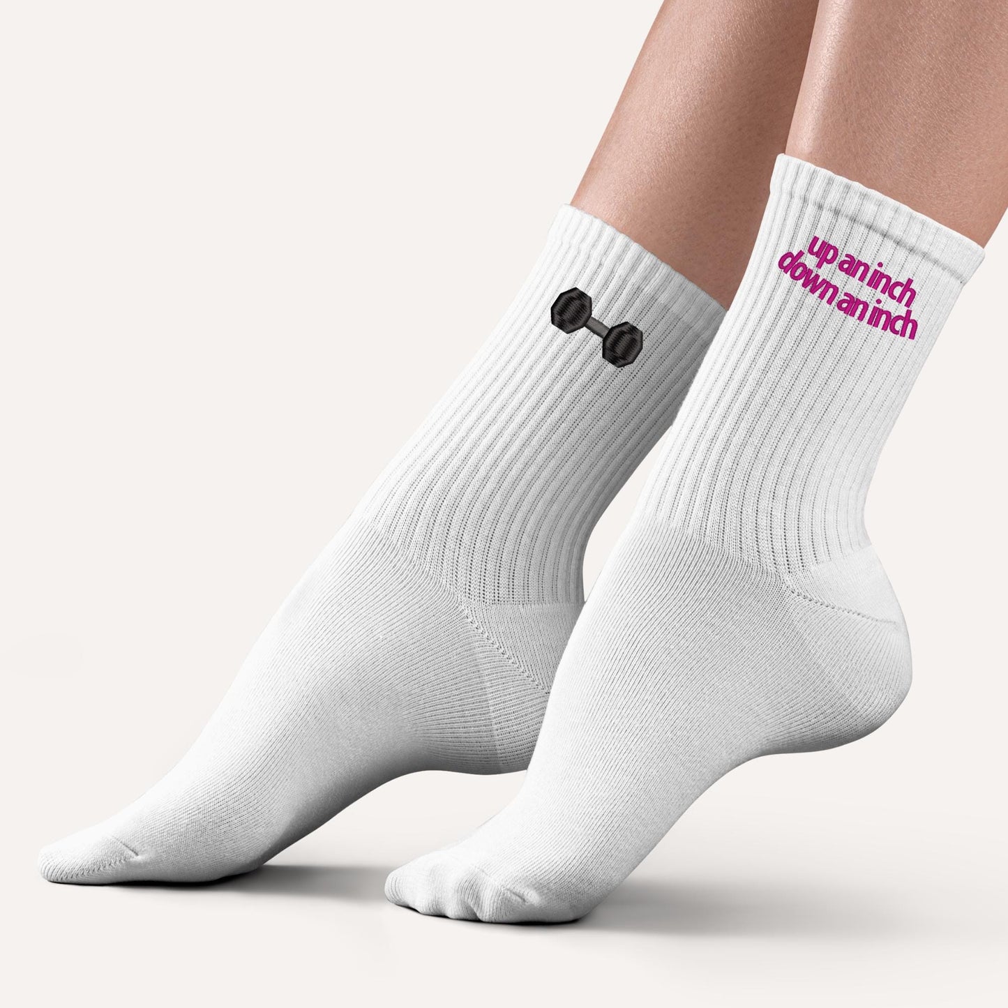 Dumbells Workout Custom Socks – Non Slip Grip, Calf or Crew for Pilates & Barre | Size US 6 to 9