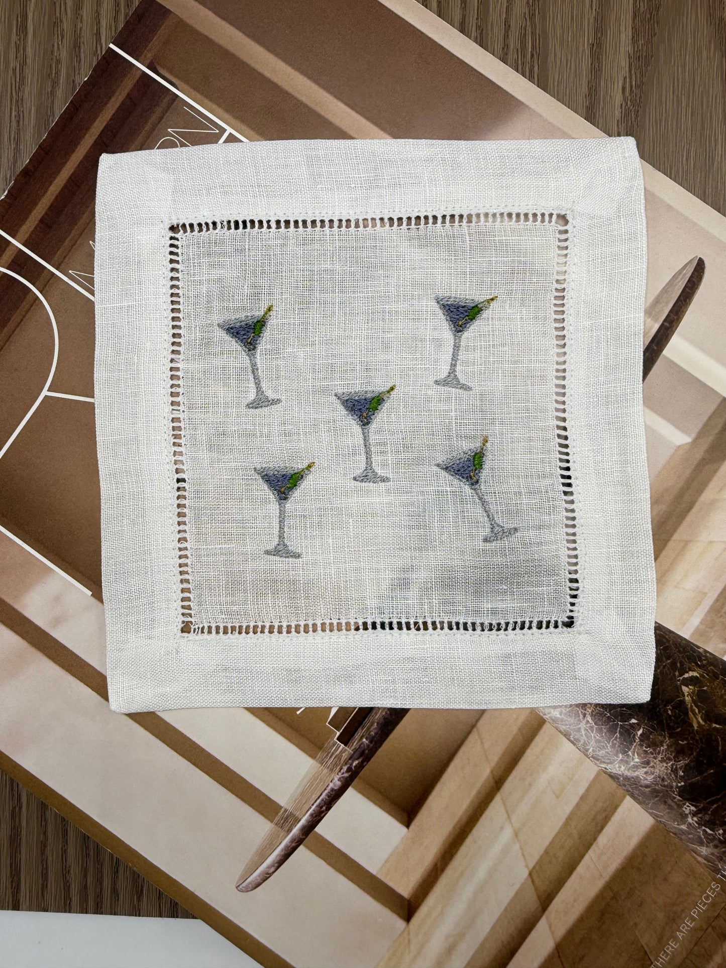 The Happy Hour | Martini Linen Coasters, Pack of 4