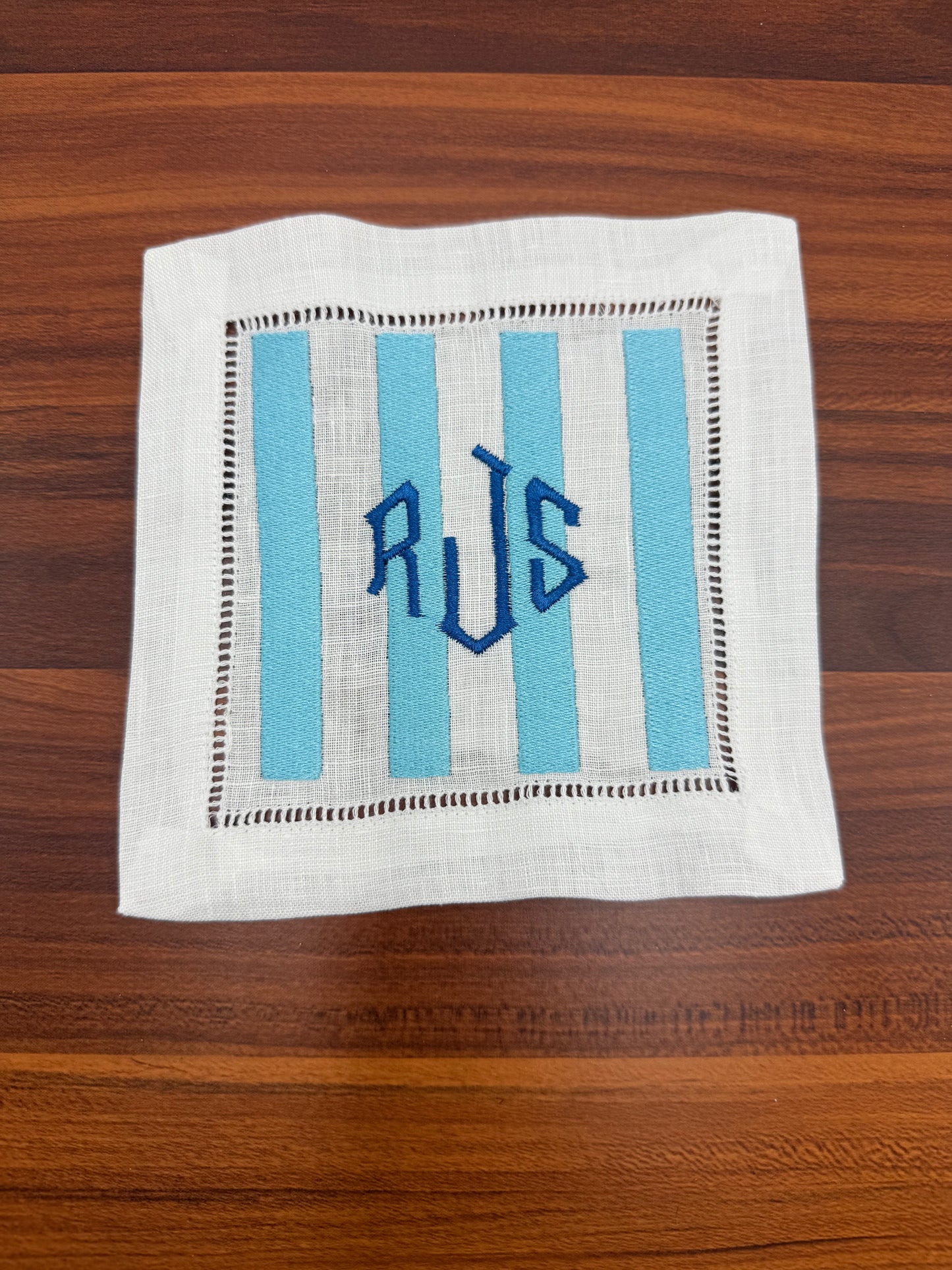 The Hamptons | Set of 4 Custom Linen Coasters with Diamond Monogram
