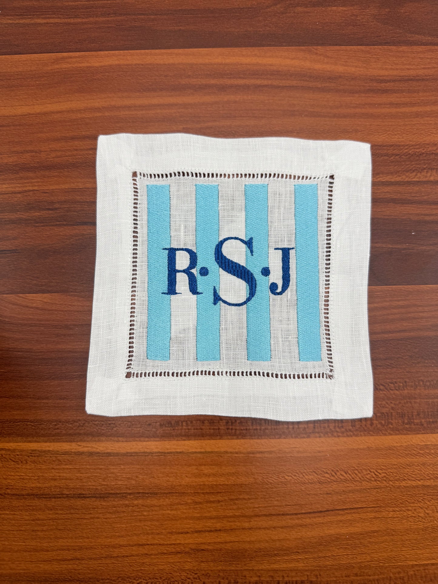 The Hamptons | Set of 4 Custom Linen Coasters with Monogram