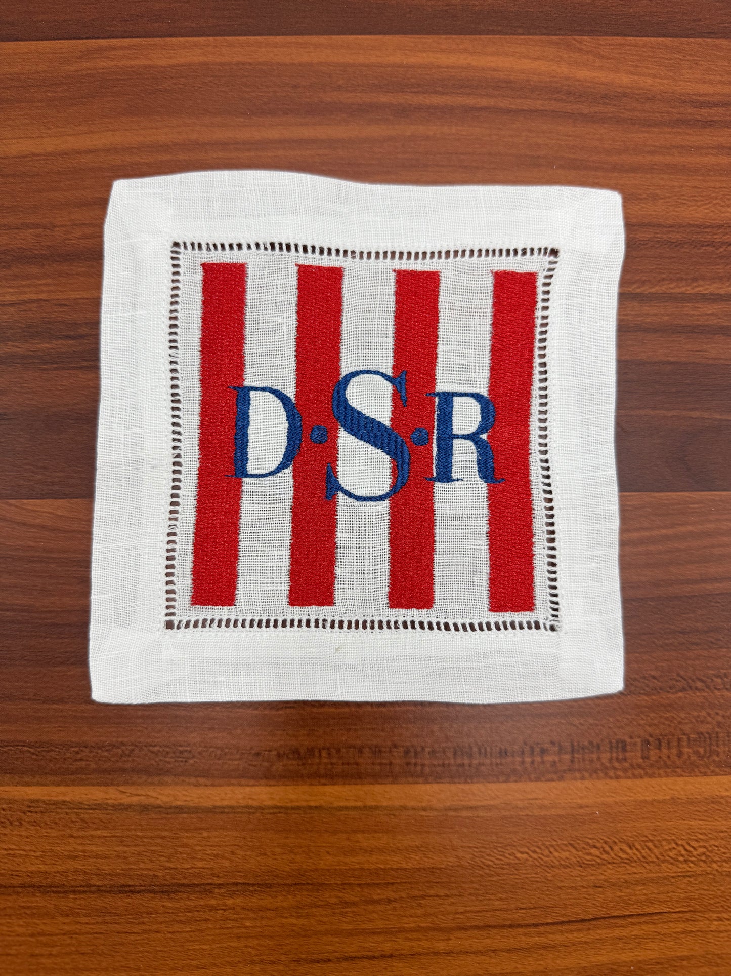 The Hamptons | Set of 4 Custom Linen Coasters with Monogram