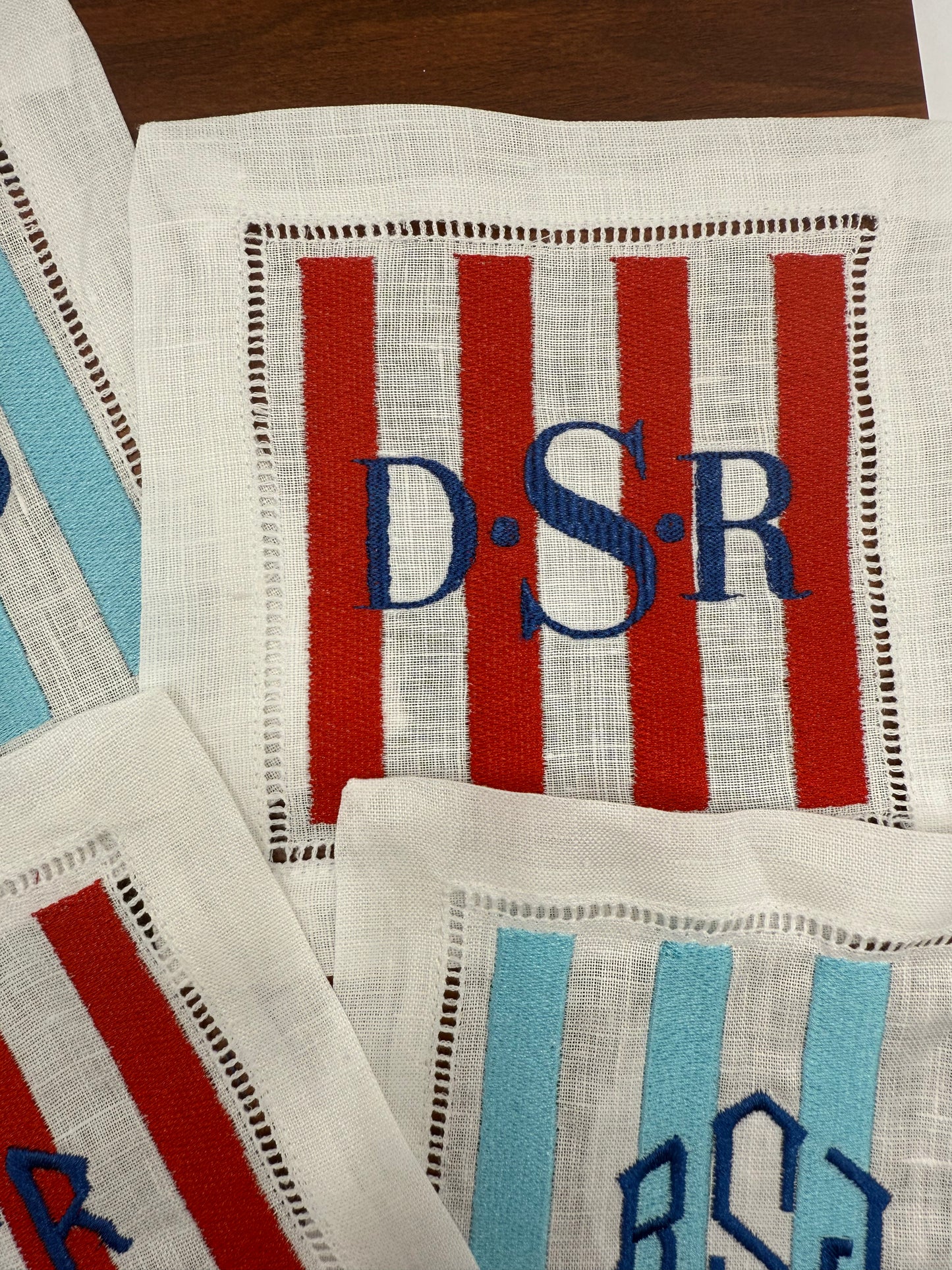 The Hamptons | Set of 4 Custom Linen Coasters with Monogram