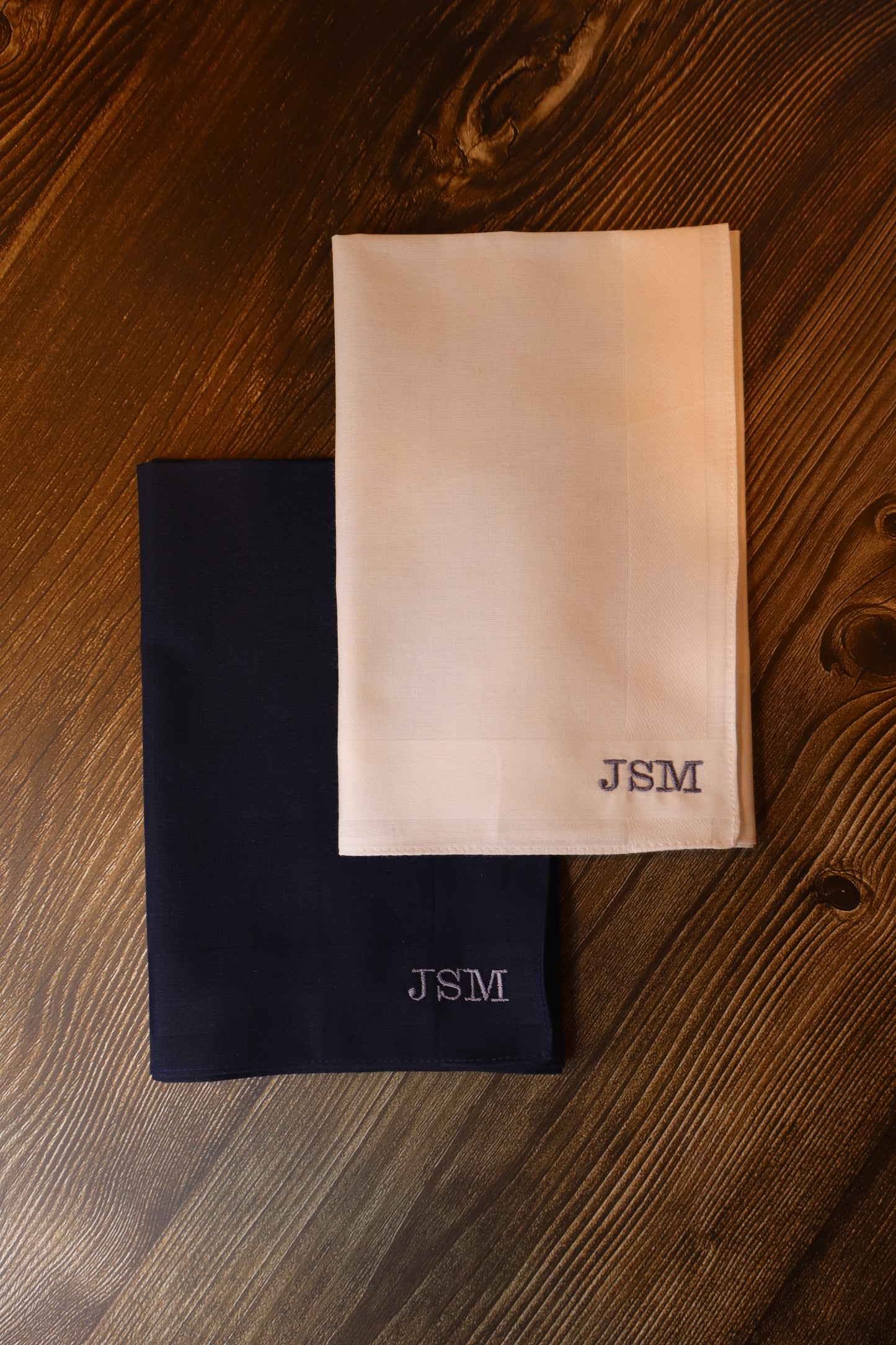 The London Set – Personalized Handkerchiefs with Classic Serif Initials, Embroidered Monogram, Custom 5-Pack Gift for Him or Her
