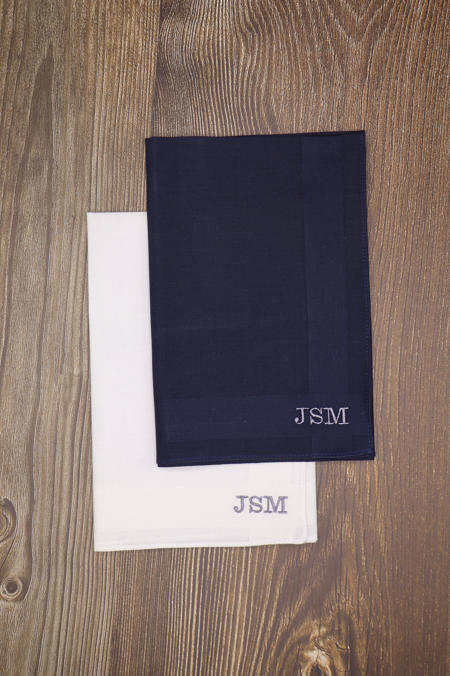 The London Set – Personalized Handkerchiefs with Classic Serif Initials, Embroidered Monogram, Custom 5-Pack Gift for Him or Her