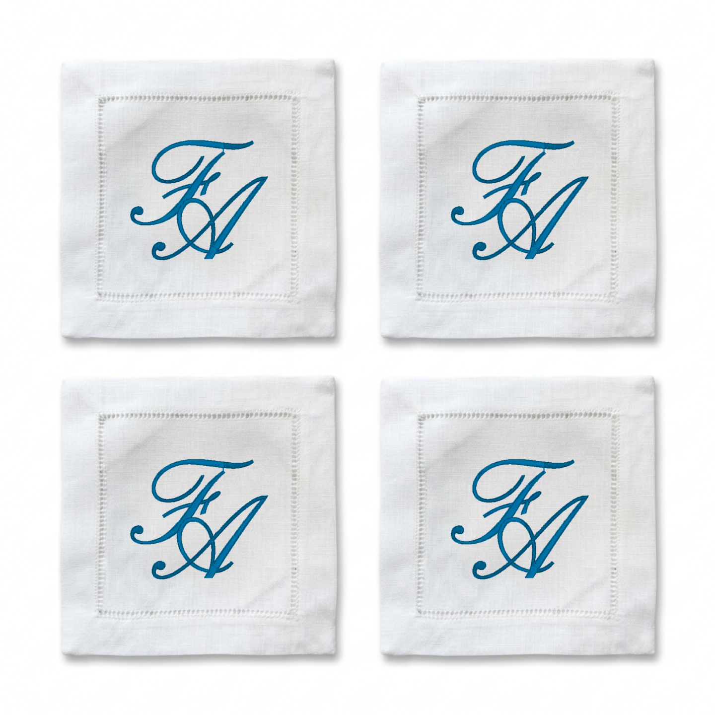 Personalized Linen Coasters | Embroidered Monogram Coaster Set | Custom Cocktail Napkins | Housewarming & Wedding Gift