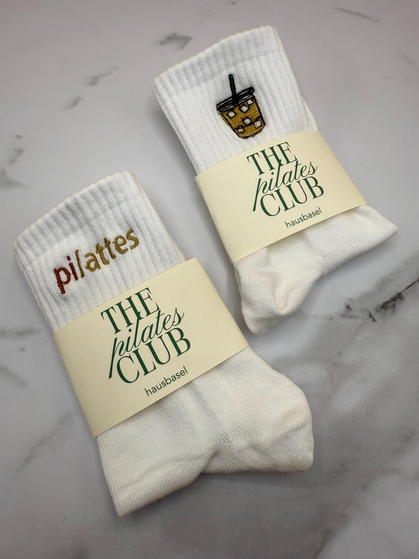 Pilattes Embroidered Socks – Custom Crew, Calf, or Non-Slip | Pilates & Coffee Inspired Athleisure