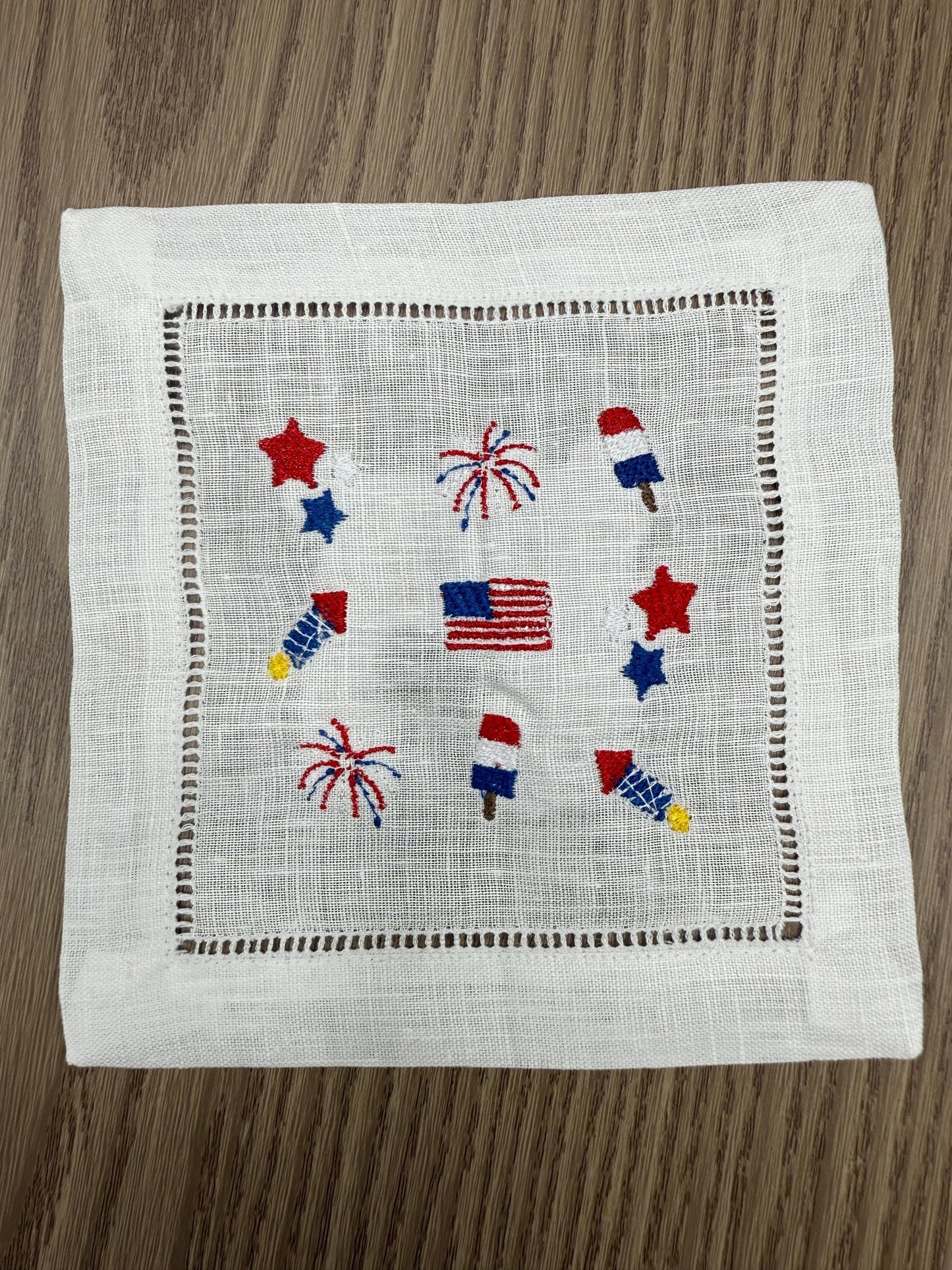 Party in The USA | Embroidered Linen Coasters