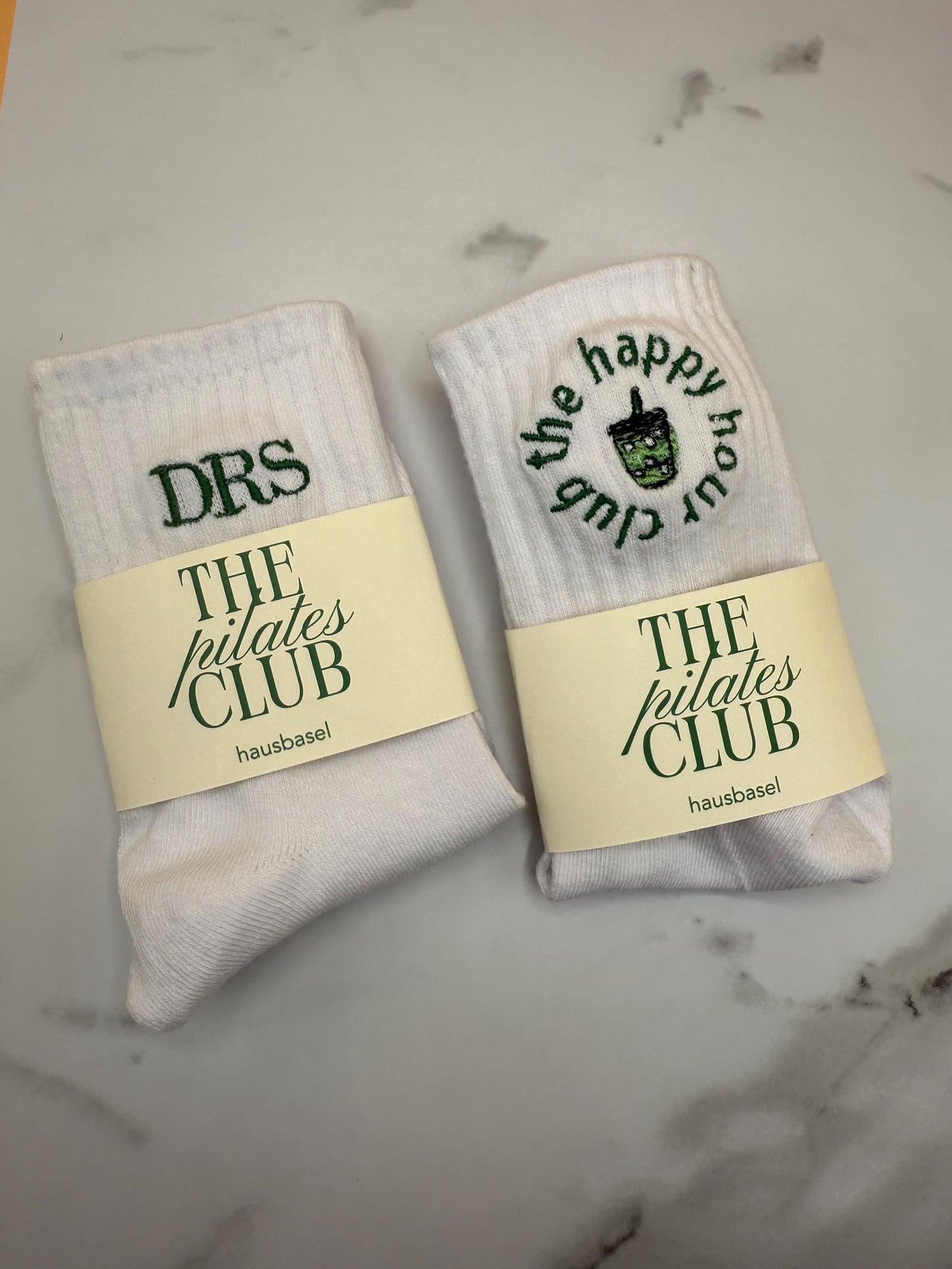 Matcha Latte Embroidered Socks β The Happy Hour Club | Crew, Calf, or Non-Slip for Pilates, Barre, Athleisure