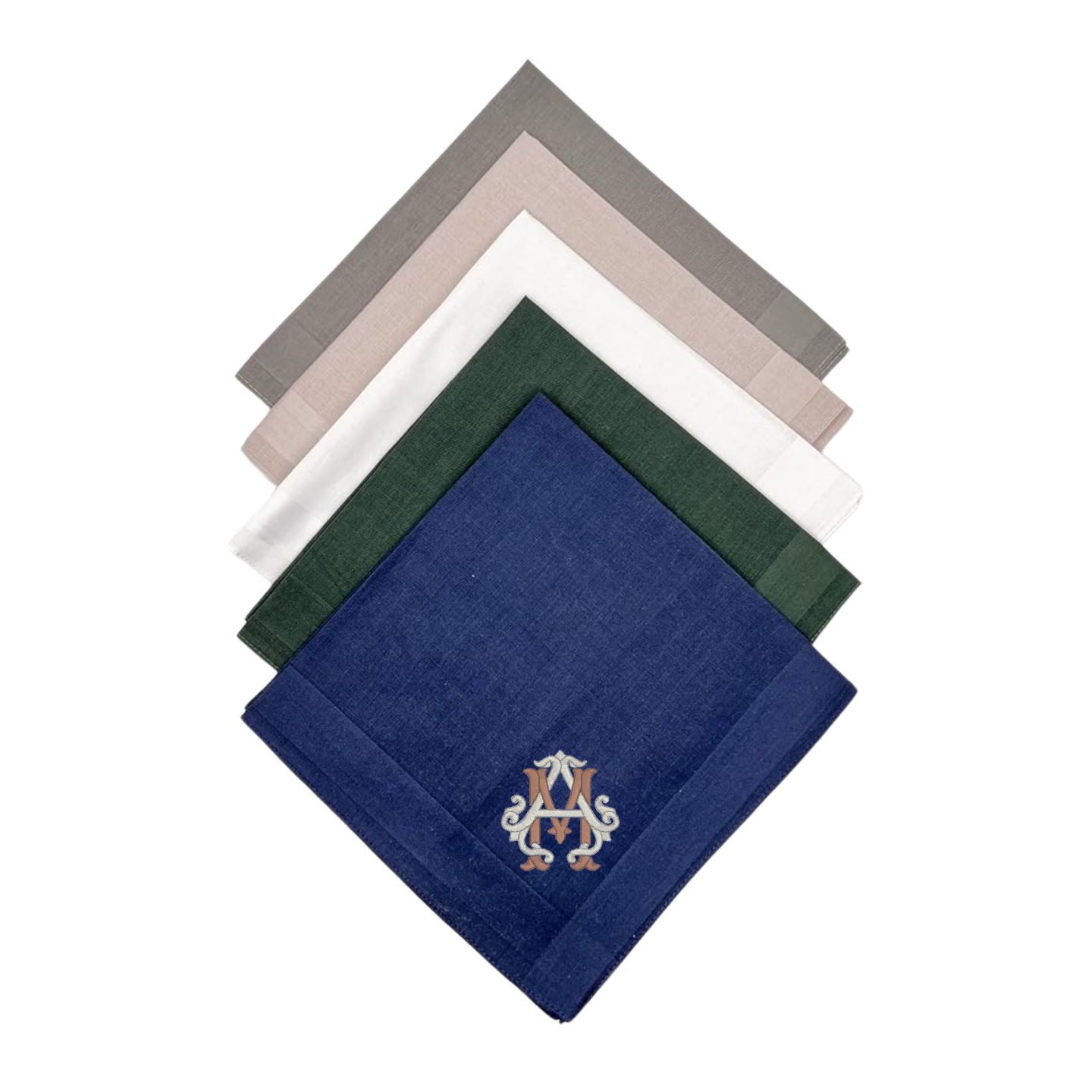Personalized Handkerchief Set with Heritage 2-letter Monogram
