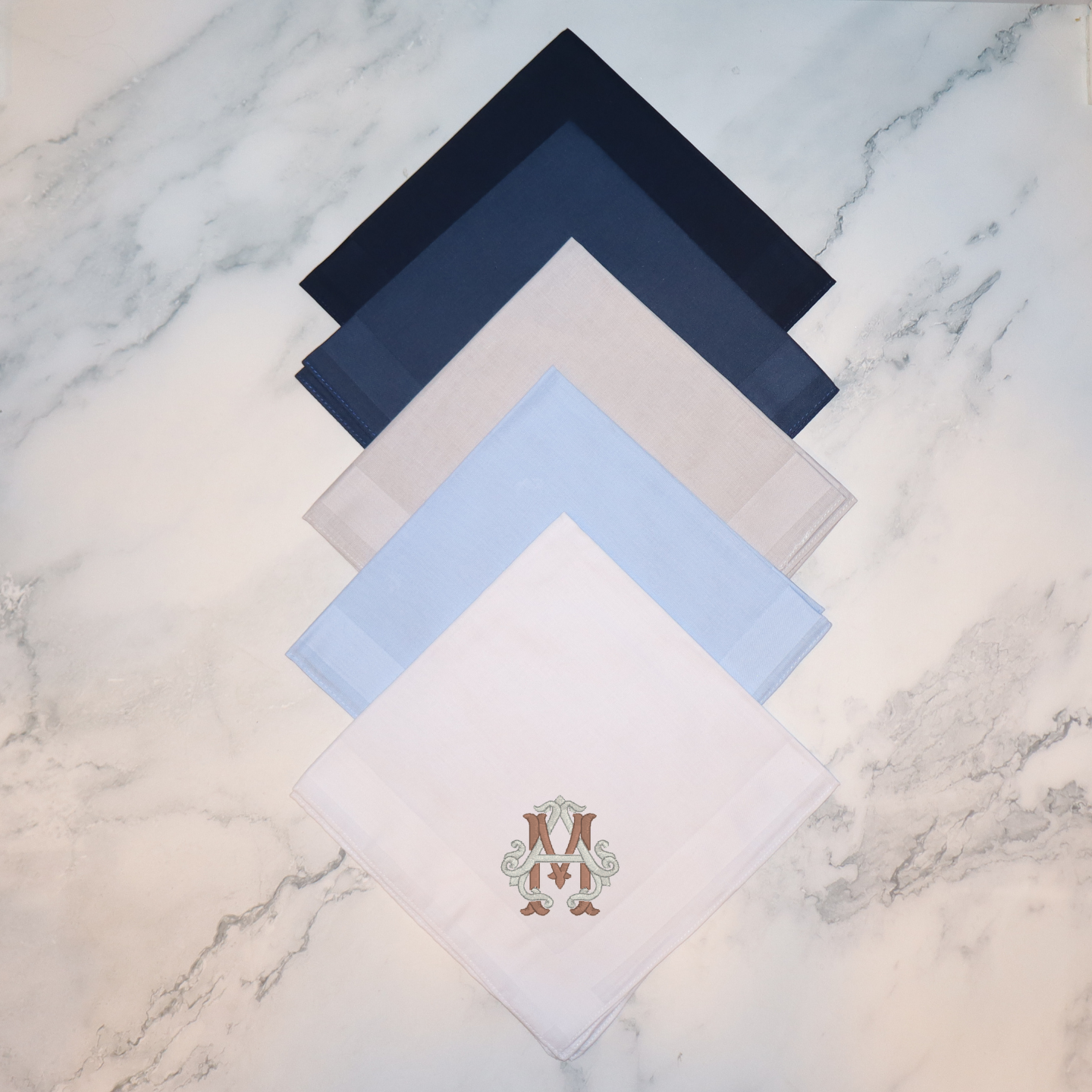 Personalized Handkerchief Set with Heritage 2-letter Monogram