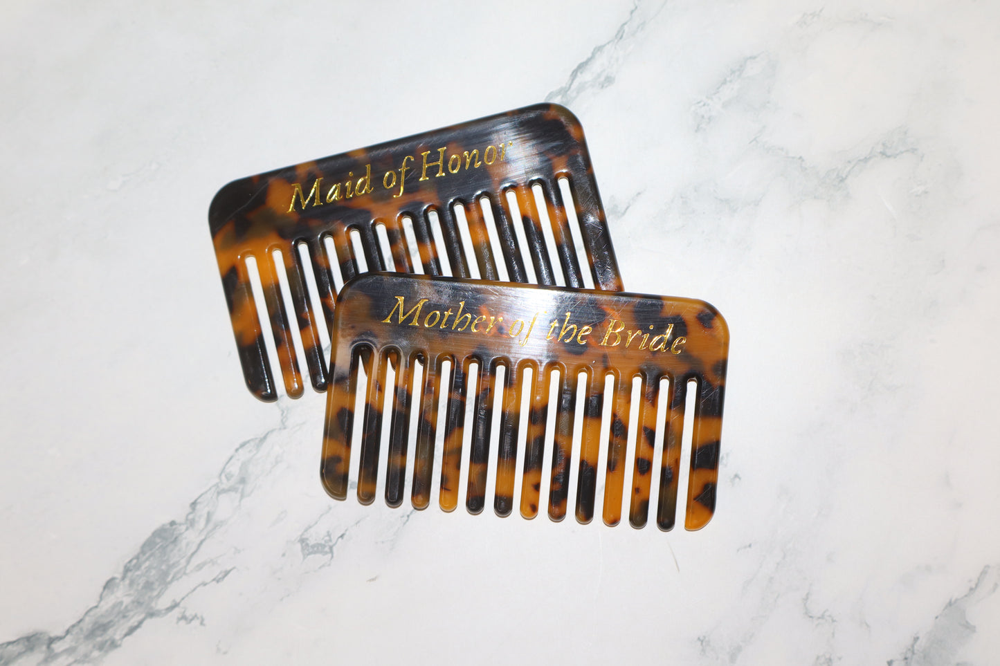Personalized Tortoiseshell Hair Comb – Gold or Silver Foil