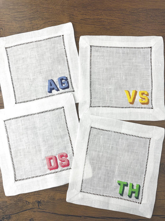 Block Party | Set of 4 Custom Coasters with Initials
