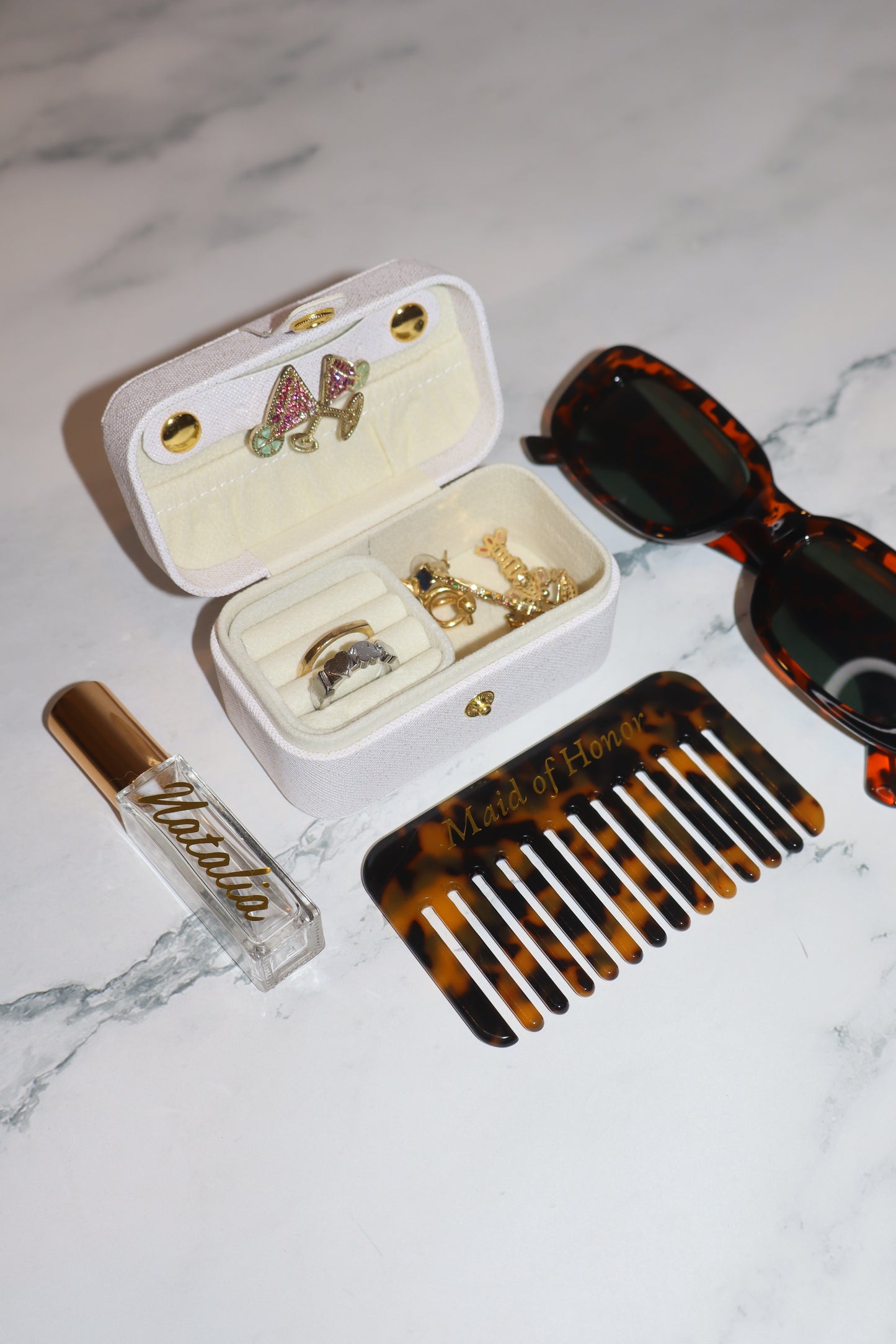 Personalized Tortoiseshell Hair Comb – Gold or Silver Foil