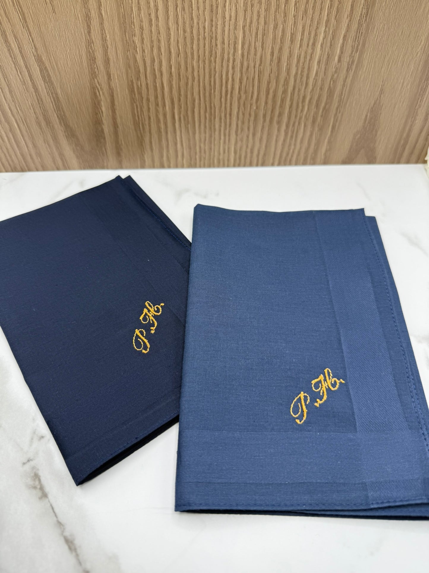 The Paris Set – Personalized Handkerchiefs with Classic Cursive Initials, Embroidered Monogram, Custom 5-Pack Gift for Him or Her