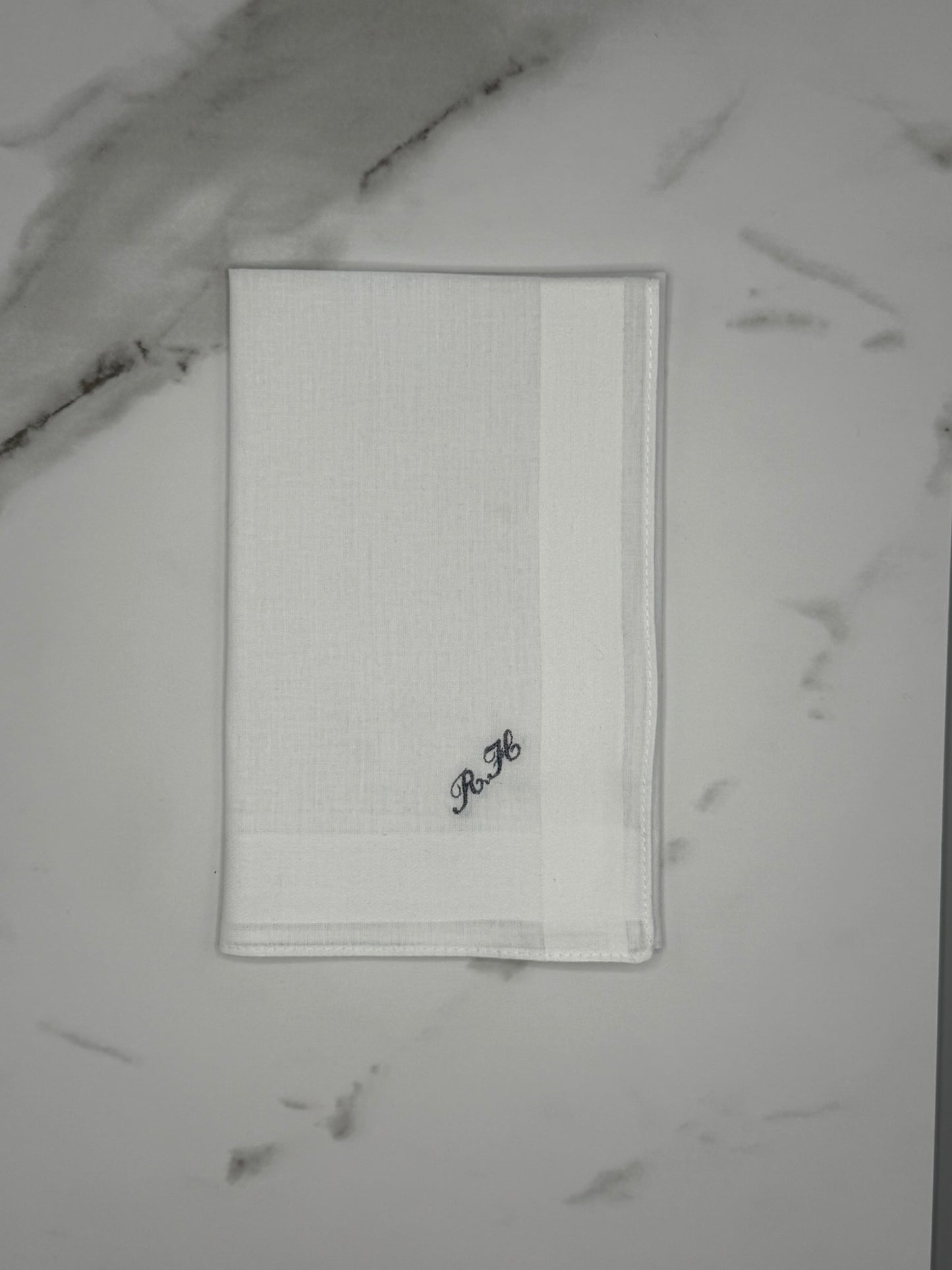 The Paris Set – Personalized Handkerchiefs with Classic Cursive Initials, Embroidered Monogram, Custom 5-Pack Gift for Him or Her