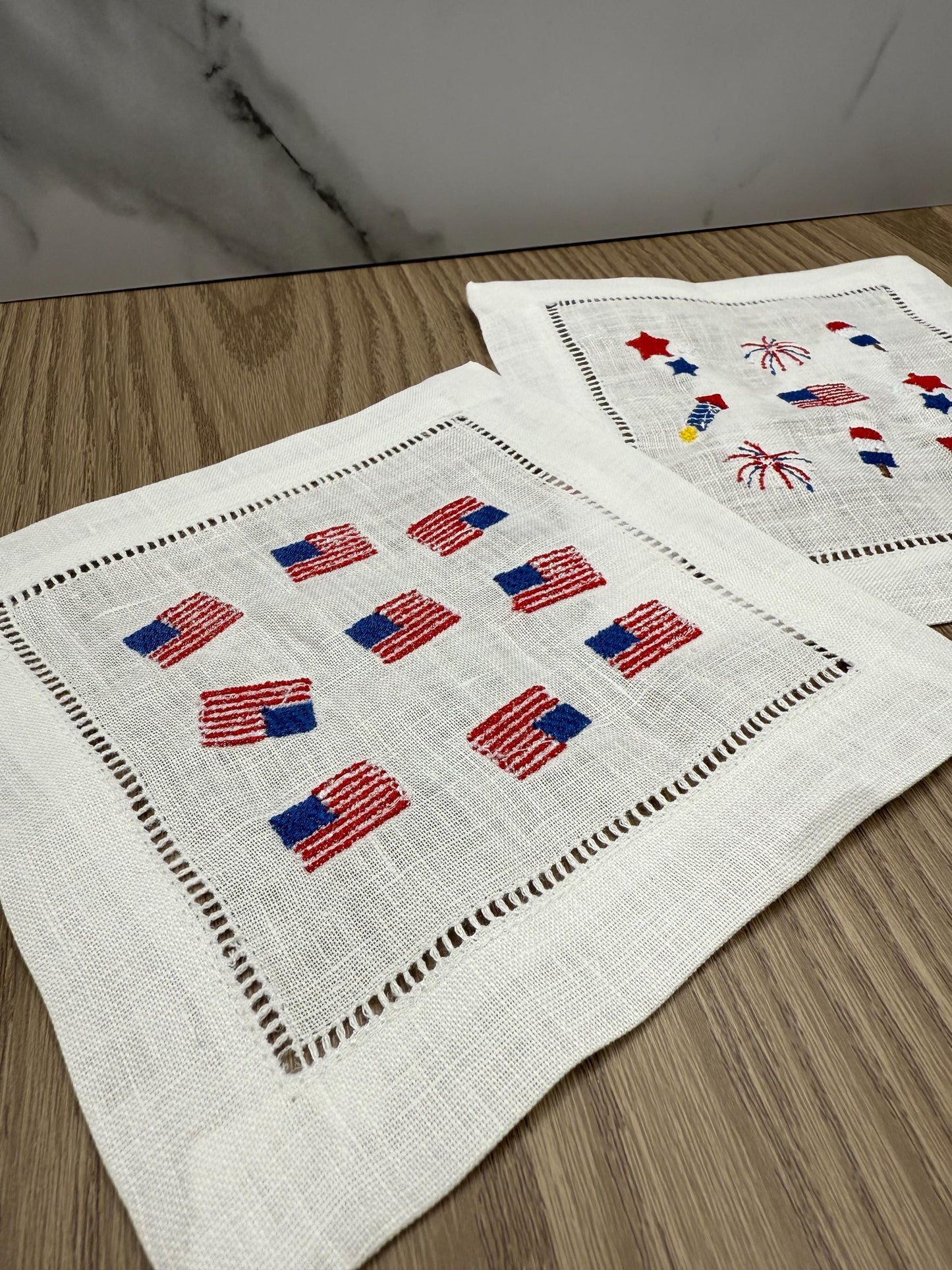 Party in The USA | Embroidered Linen Coasters